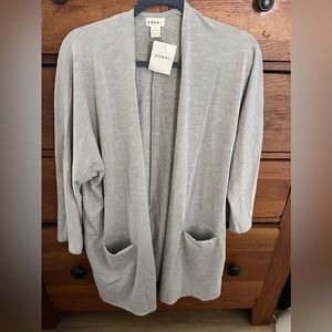 Brand new gray striped long cardigan with pockets.